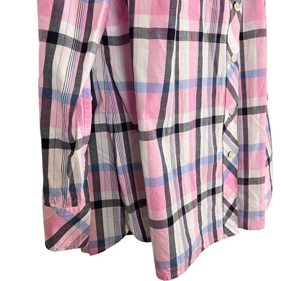 Talbots Plus Womens 100% Cotton Pink Plaid Long Sleeve Button Up Shirt X / 0X - Picture 4 of 16